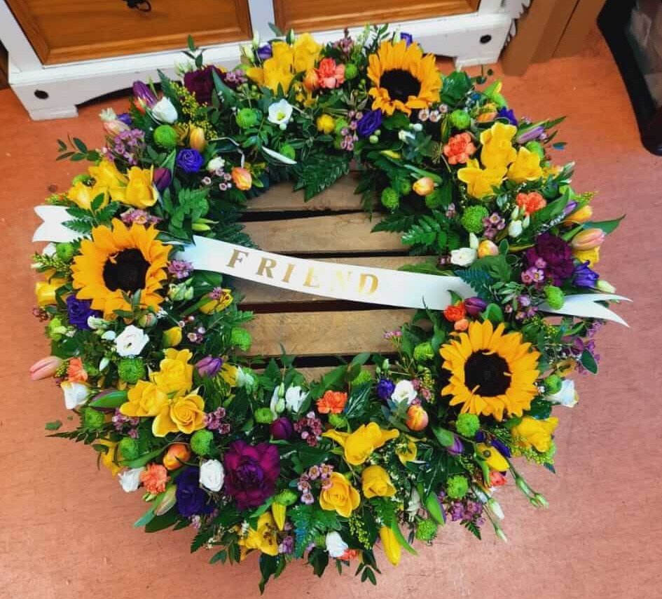 Church altar flowers for a funeral service