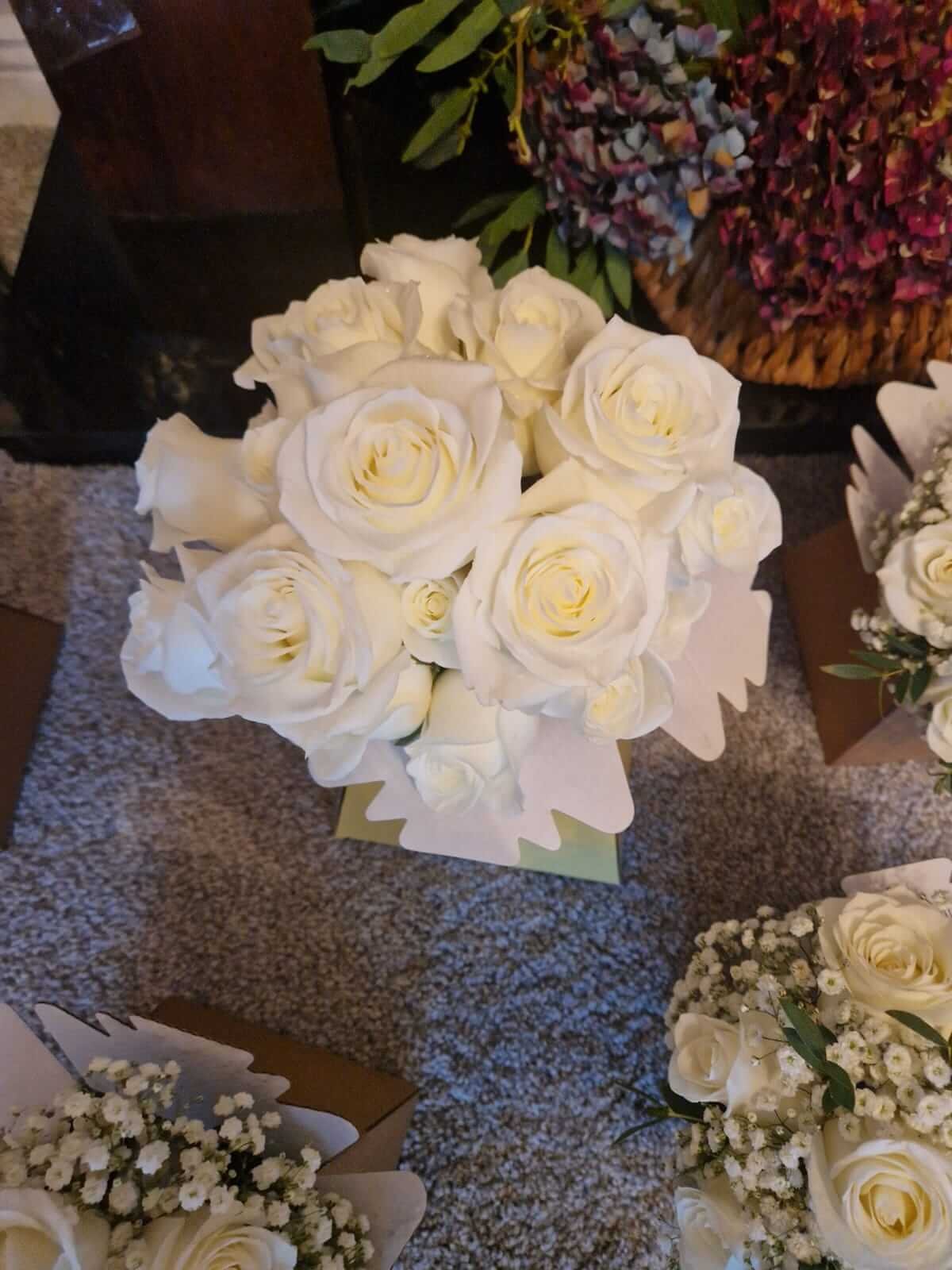 Hand-tied bouquet in pink and cream tones